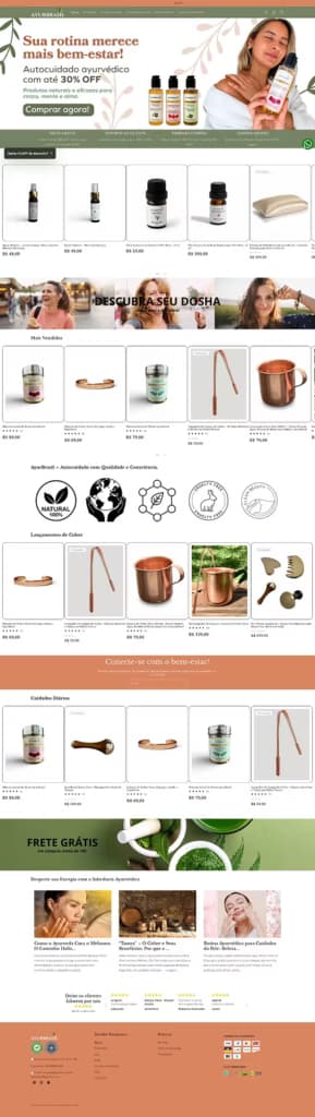Criação de loja online de produtos de beleza indianos