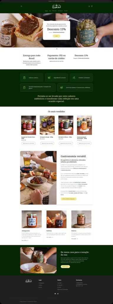 Criação de loja virtual de condimentos e molhos prontos