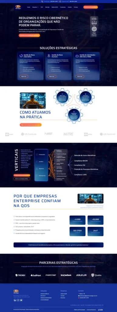 Criação de site institucional de empresa de cibersegurança